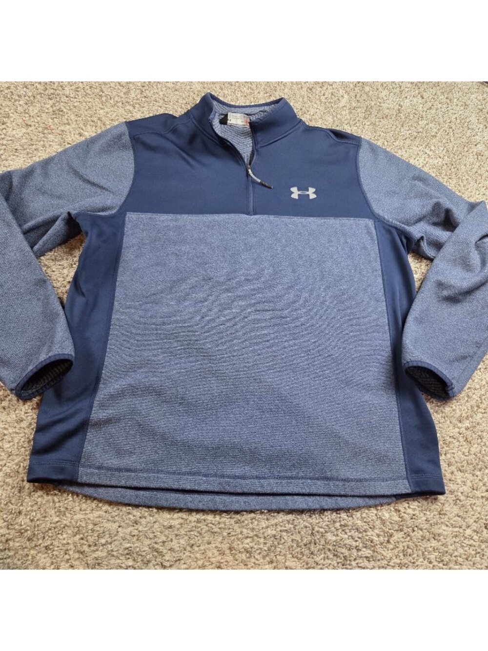 Under Armour ColdGear Infrared 1/4 Zip Pullover Mens XL Blue Loose Fit